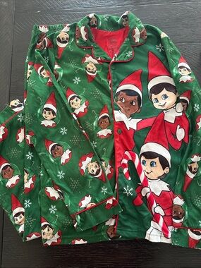 Kids Lumistella Elf on the Shelf Pajama Set - Green & Red